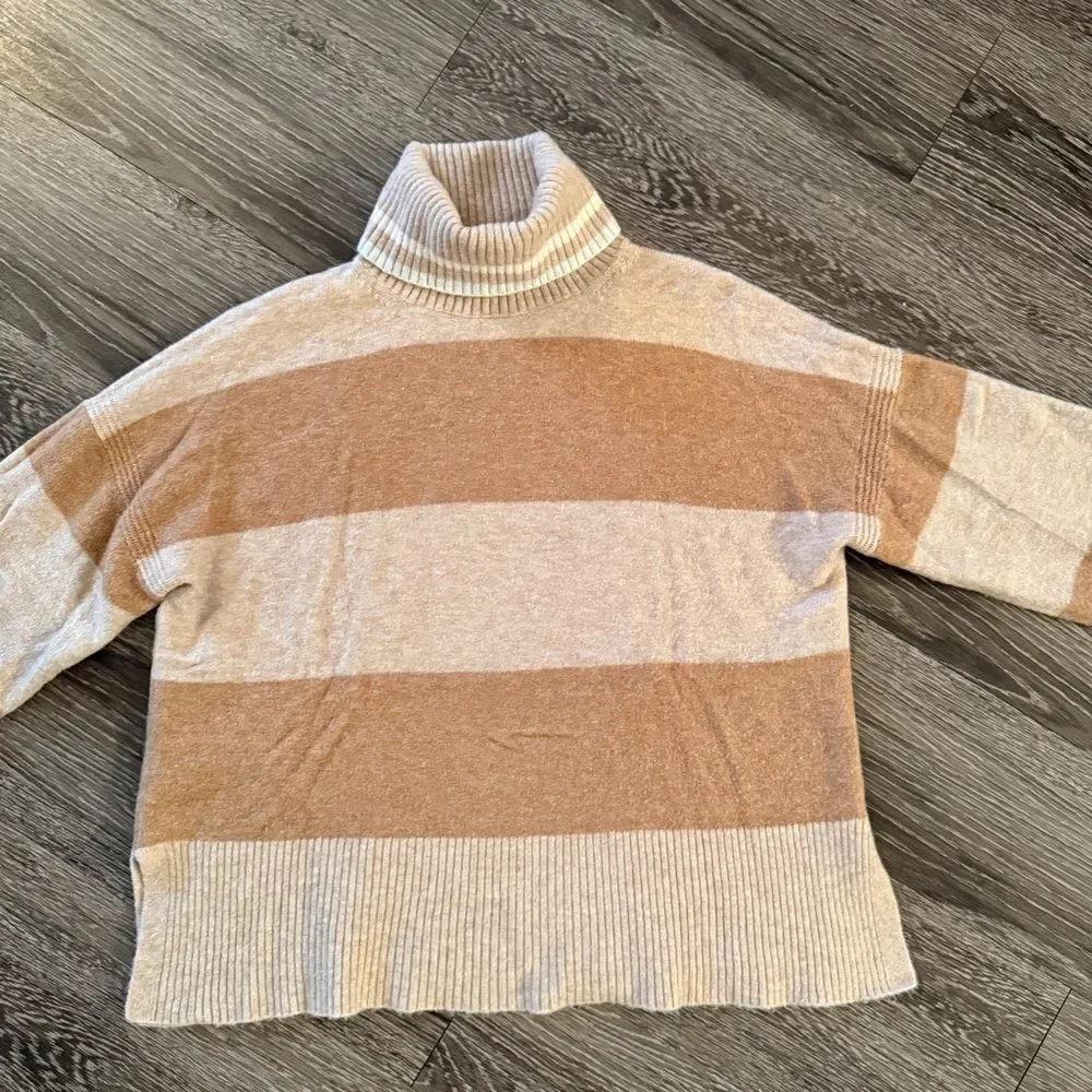 J. Crew Striped turtleneck sweater in Supersoft yarn